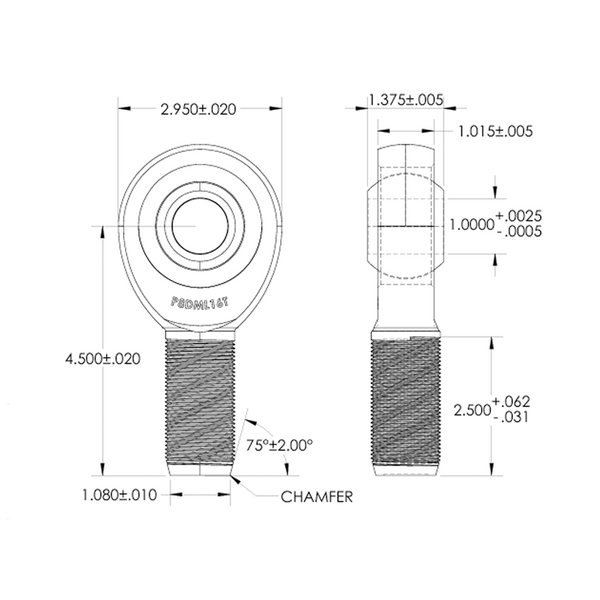 1" Bore x 1-1/4-12 Thread Pro 8 Series Rod Ends - PROBEARING