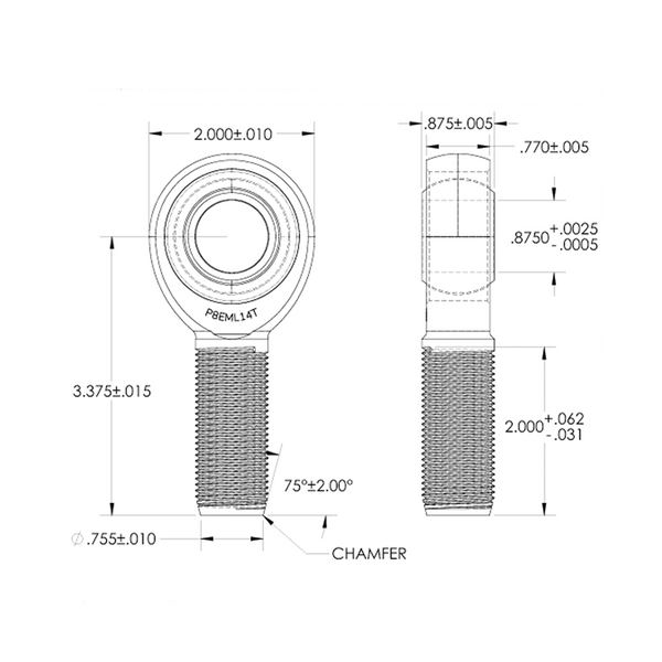 7/8" Bore x 7/8-14 Thread Pro 8 Series Rod Ends - PROBEARING