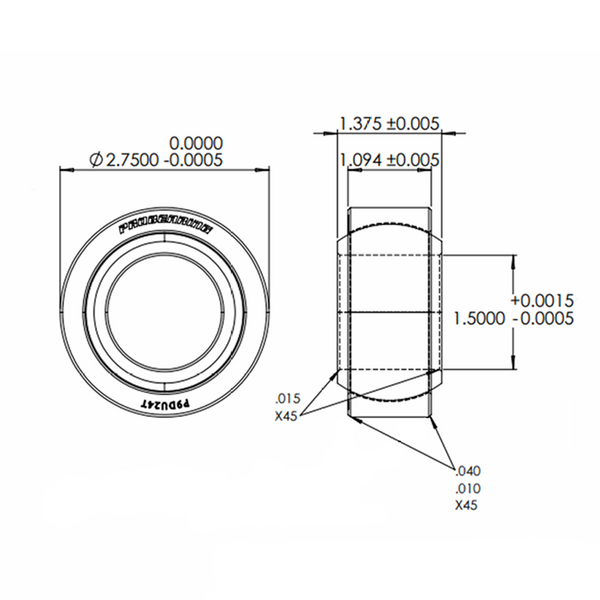 Pro 9 Series Spherical Bearing | 1.5" Bore x 2.75" Race | 4140 Alloy Steel - PROBEARING