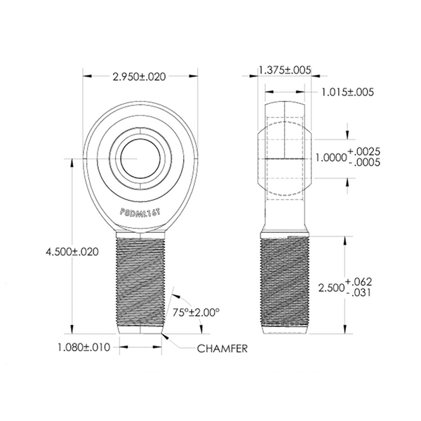 1" Bore x 1-1/4-12 Thread Pro 8 Series Rod Ends