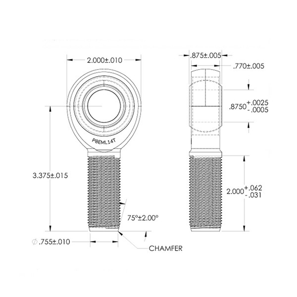 7/8" Bore x 7/8-14 Thread Pro 8 Series Rod Ends