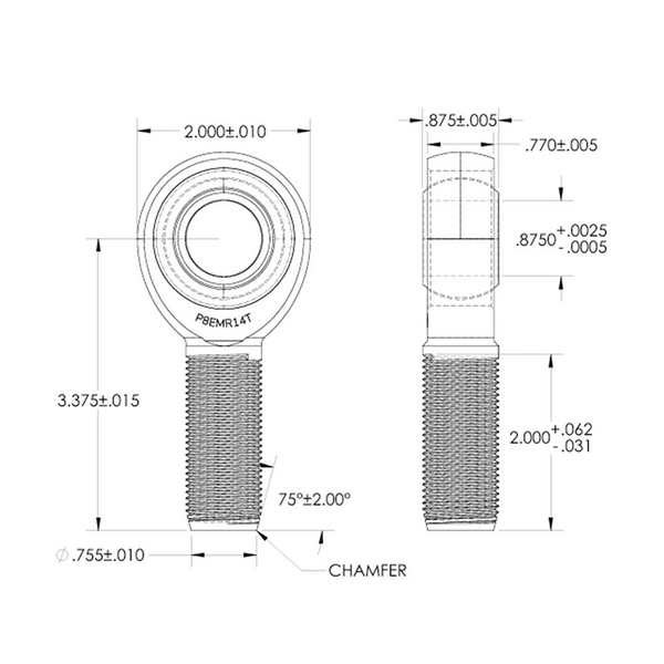 7/8" Bore x 7/8-14 Thread Pro 8 Series Rod Ends