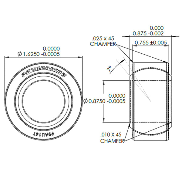 Pro 9 Series Spherical Bearing | .875" Bore x 1.625" Race | Stainless Steel