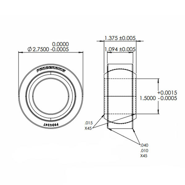 Pro 9 Series Spherical Bearing | 1.5" Bore x 2.75" Race | 4140 Alloy Steel